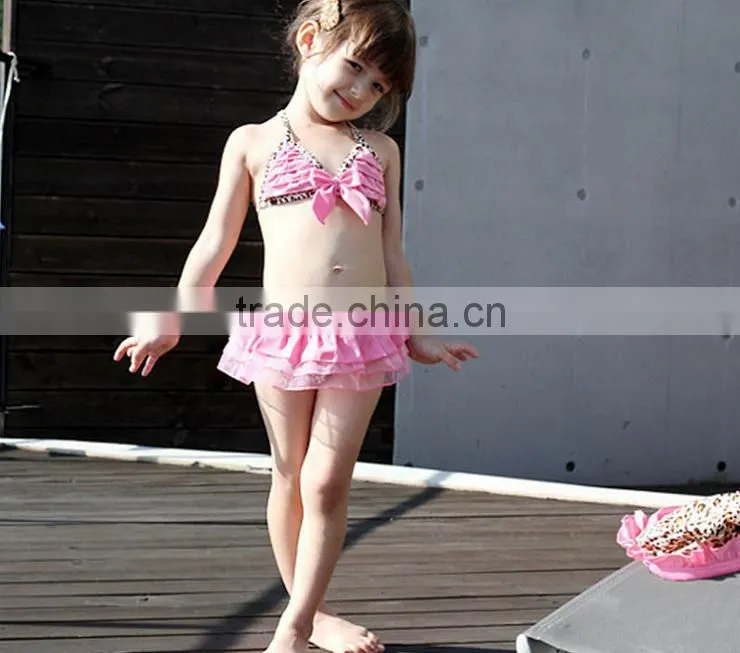 Vest style Leopard split swimsuit Children's Swimwear
