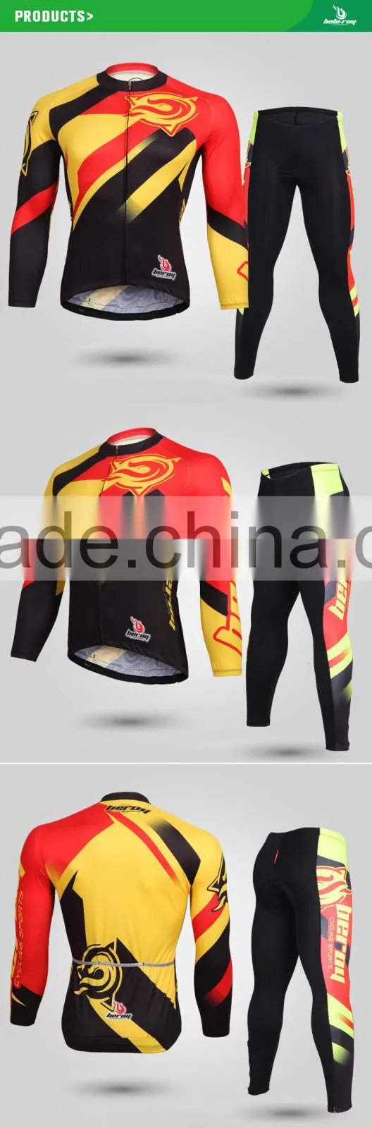 BEROY cycling long sleeve jersey and pants set,100 polyester china cycling team jersey