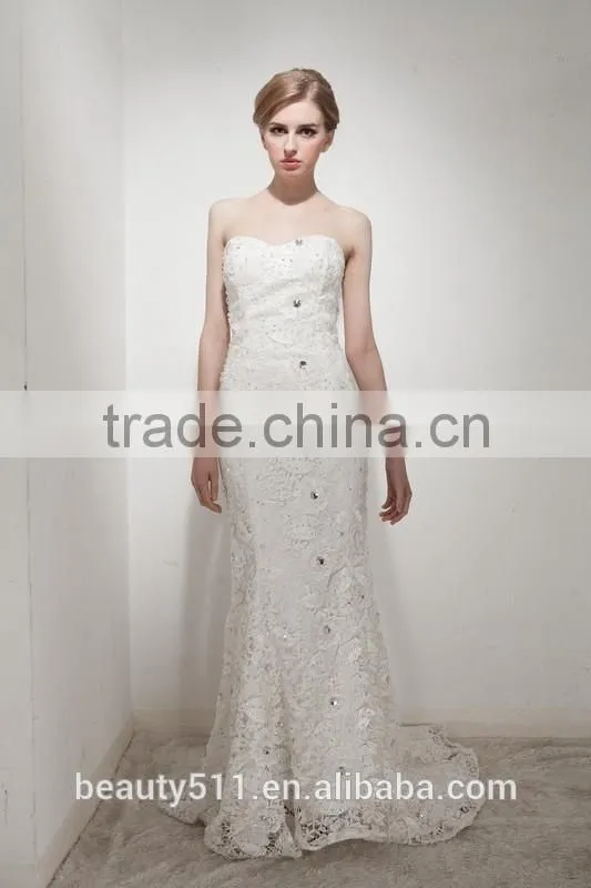 Mermaid Sweetheart Court Train Elegant Lace Wedding Dress AS30402