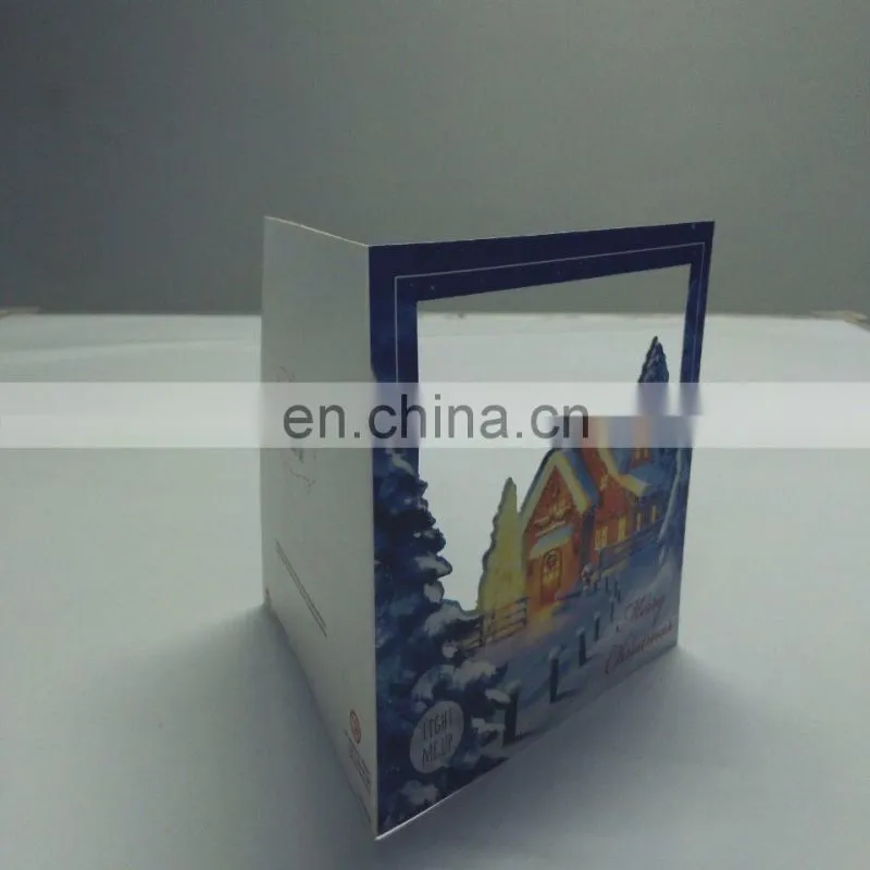 Cute funny handmade paper led light up greeting Christmas cards with button