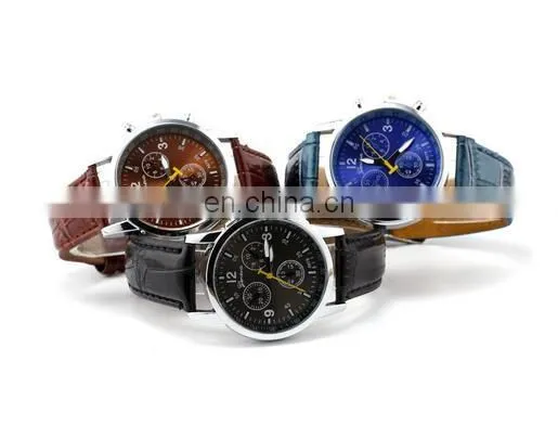 Luxury Men's Fashion Retro Leather Watches Bracelet Wristwatch Analog Quartz Wrist Watch