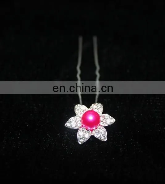 New Silver Plated Wedding Bridal Rhinestones Crystal Pearl Flower HairPin