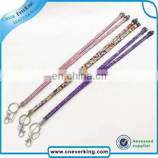 fashion bling custom logo rhinestone lanyard