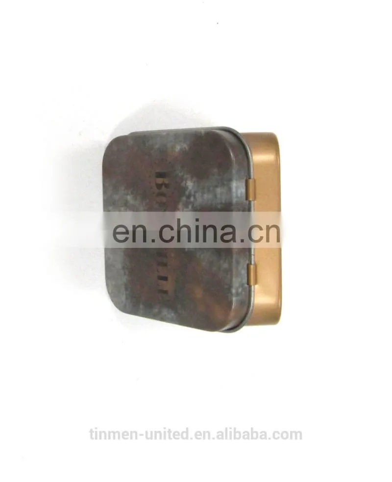 Vintage mini square card tin box,tin packaging for card