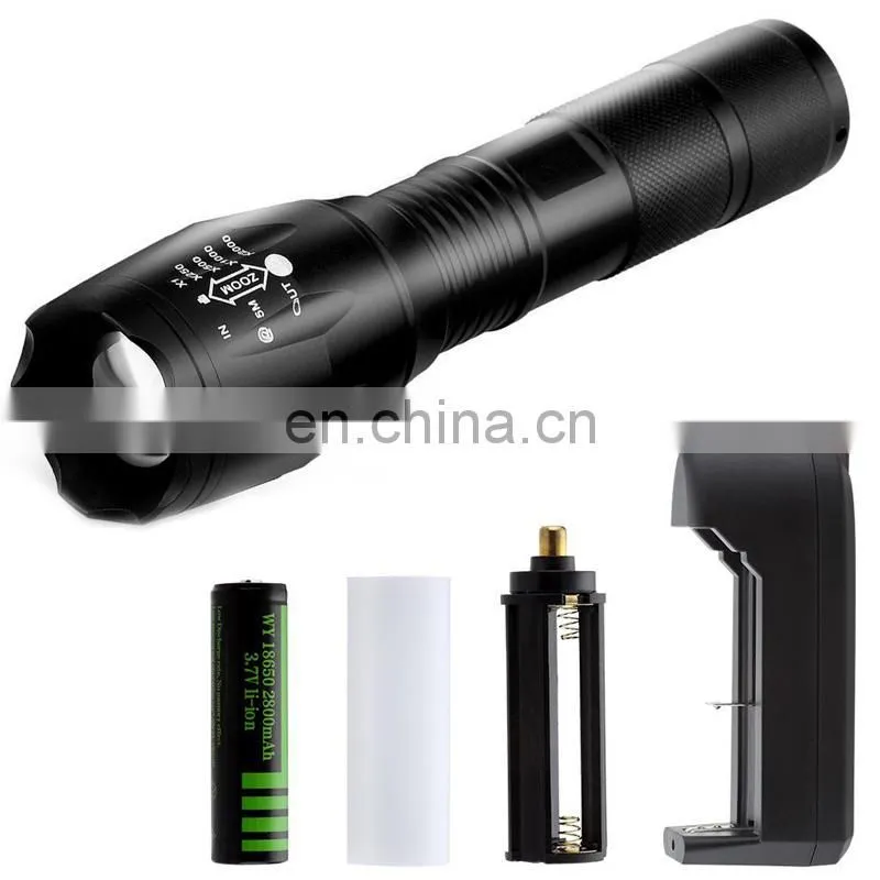 Factory Store Price XML T6 Adjustable Zoom 500m Bright LED 10W Aluminum Hunt Flashlight