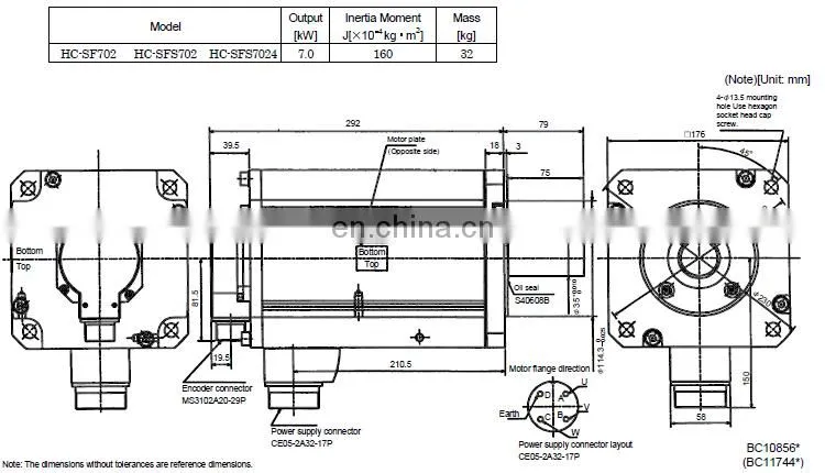 Super power servo motor 7kw Mitsubishi HC-SF702 / HC-SF702K with encoder