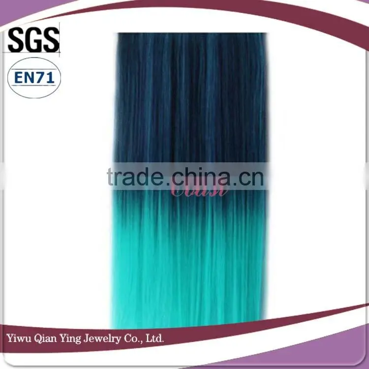 long beauty straight ombre synthetic hair extension clip in