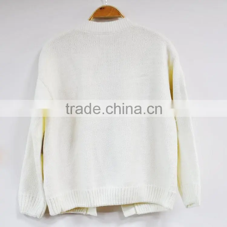 Designer wool spinning white cardigan sweaters for girls