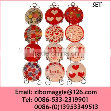 Valentine's Designed Custom Porcelain Plates with Rack for Decoration Items for Tableware