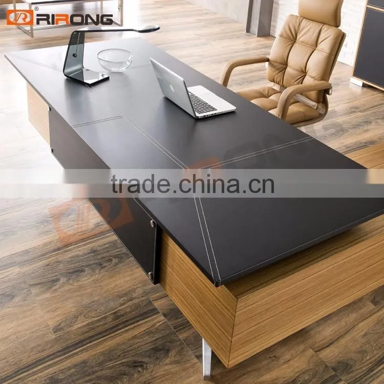 Luxury modern design L-shape office desks leather wooden boss manager executive office counter table