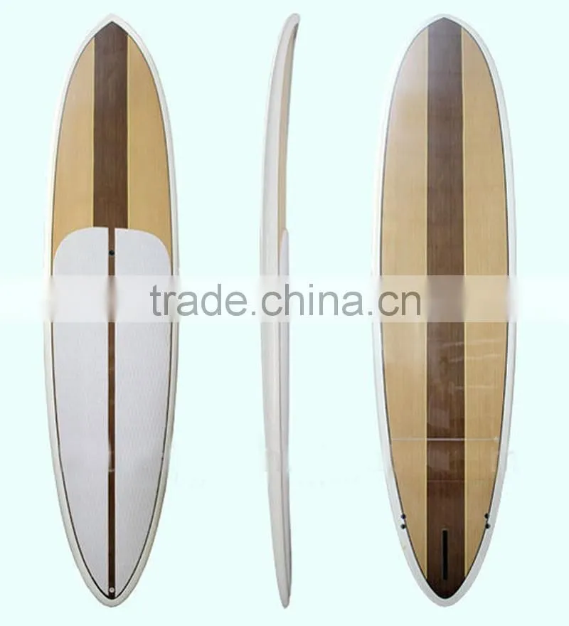 Surfboard type wooden stand up paddle boards/wooden color SUP paddle boards