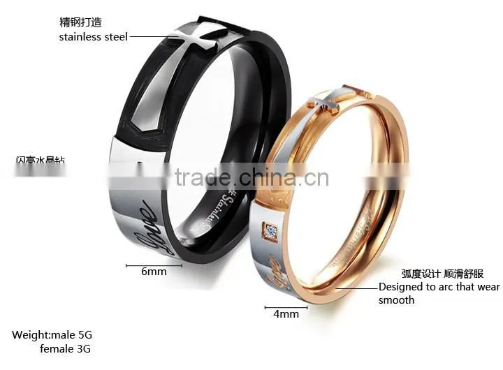 Stainless steel jewelry mixed batch factory direct selling couple rings black rose gold small MOQ