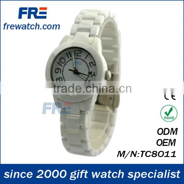 white ceramic watch band ceramic watch with waterproof HT8008 HT8008