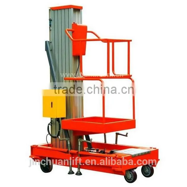 mobile hydraulic electronic single mast aluminum alloy lift platform/table/ladder