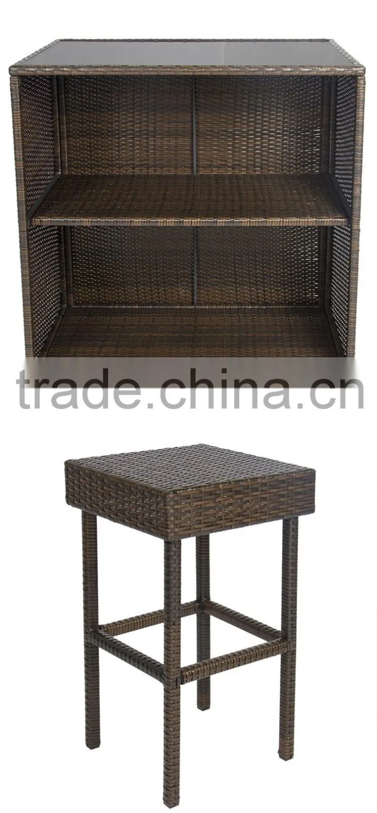 Patio Bar Space Saving Furniture Iron Rattan Chairs Outdoor Rattan Bamboo Chairs