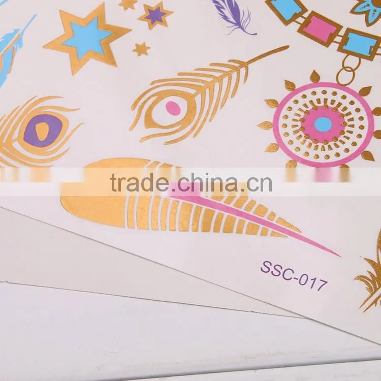 New Tattoo Metal Silver Golden Temporary Tattoos Sticker For Adults