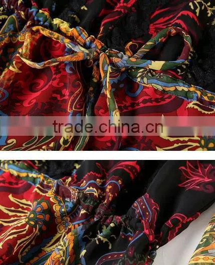 Fashion Designer dress Beautiful Long Sleeve Silk print Dress (stock)