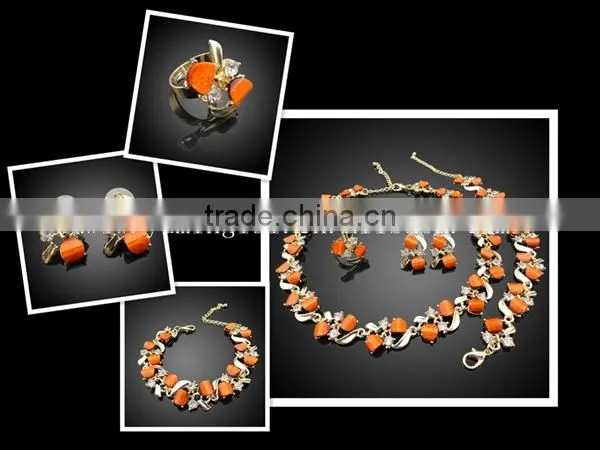 Fashion18k gold plated fashion necklace jewelry set , women gold necklace jewelry top quality