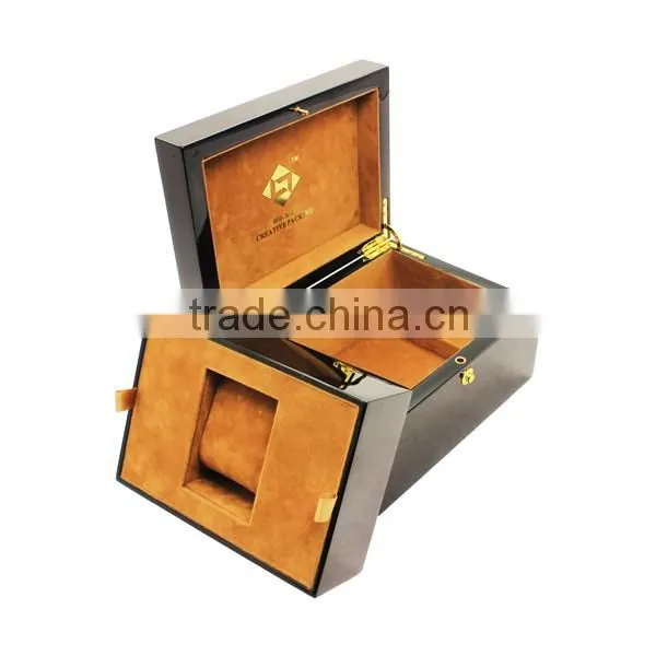 High gloss black Finish single Wooden Watch Box