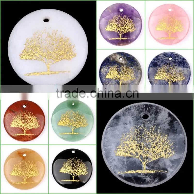 Wholesale White Jade Pendants Engraved Tree of Life