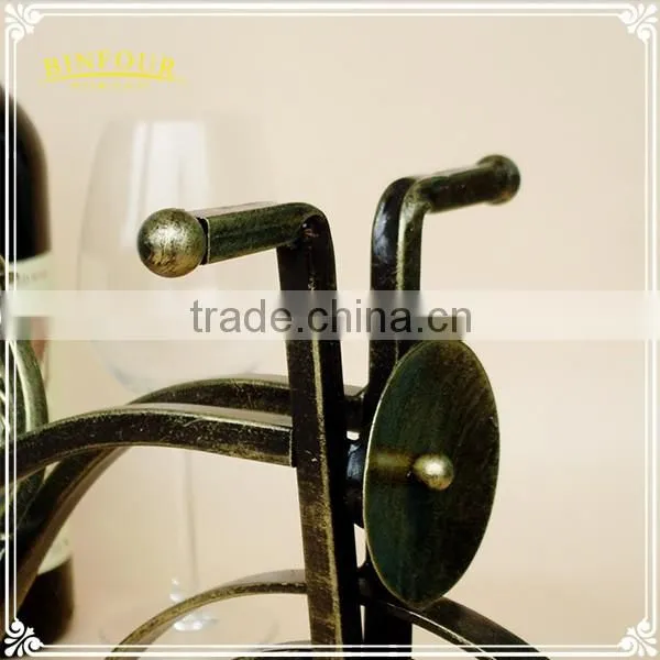 vintage bike shape stand rack metal wine bottle holder