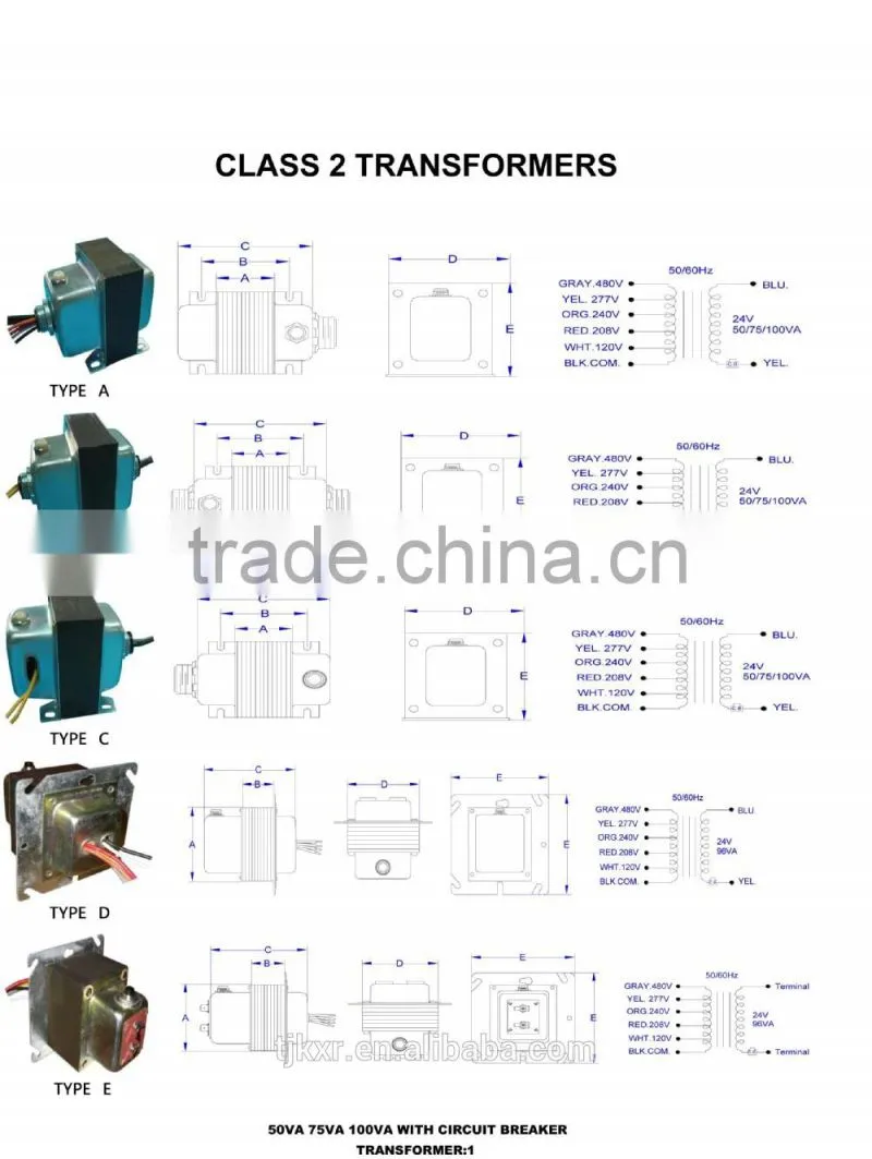 power transformer UL approved with power range from 5VA to 100VA
