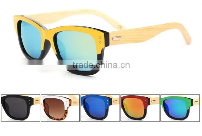 cool 2016 vogue UV400 mirror lens custom Italy design bamboo wooden High quality polarized sunglasses CE