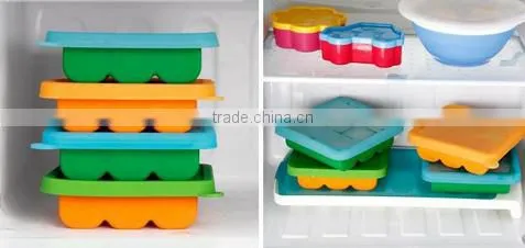 BPA Free Silicone Baby Blocks Freezer Storage Container