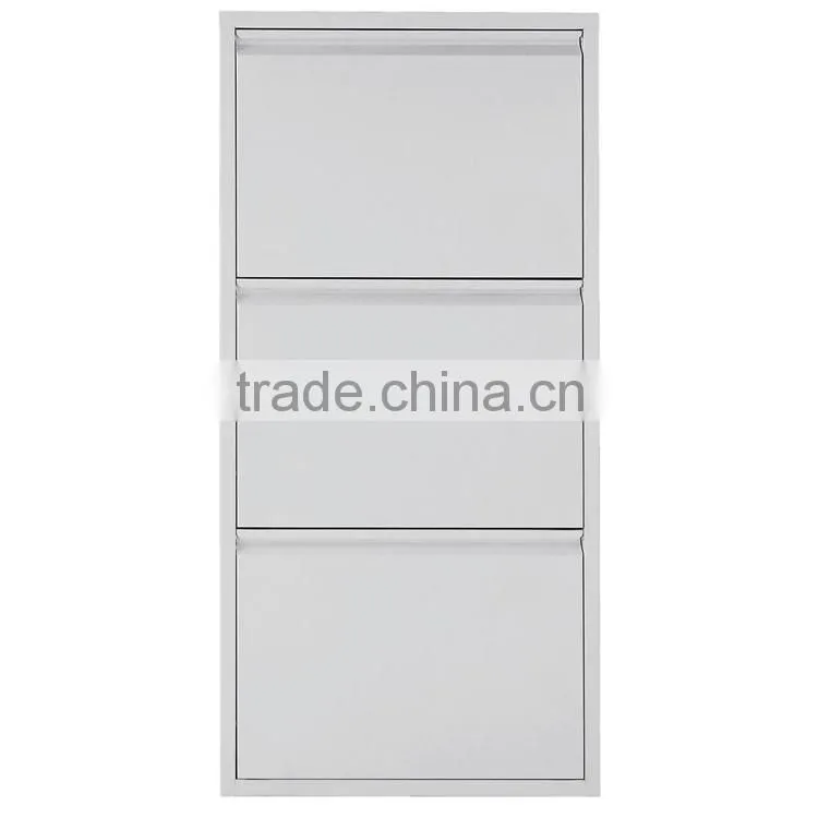Cheap Three Drawers Steel Shoe Cabinet 30 Pair Metal Shoe Rack White Antique Store Shoe Cabinet