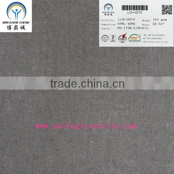 15s*15s 164 gsm plain dyed linen cotton blended fabric