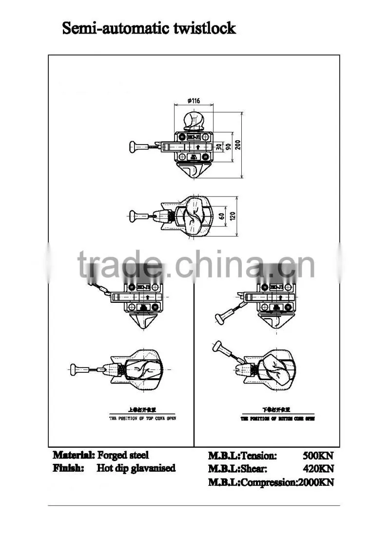 JBHX Container Supplier Semi Automatic Twist Lock Lashing Casting Steel Galvanized