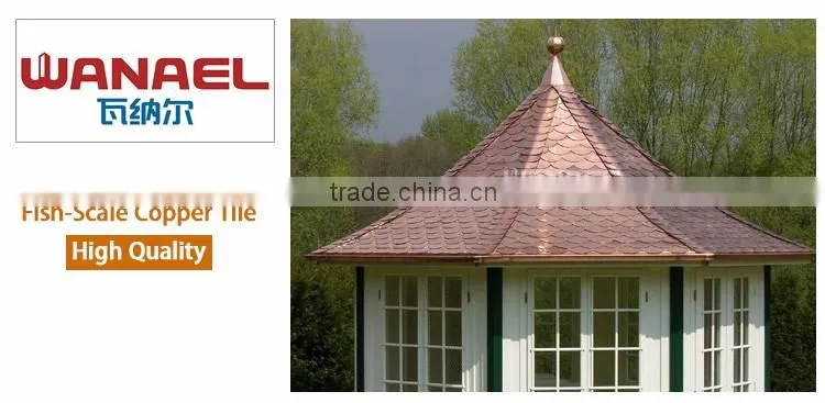 Roofing materials Wanael fish scale copper roof tile,copper shingle for roof, Copper Roofing Tiles