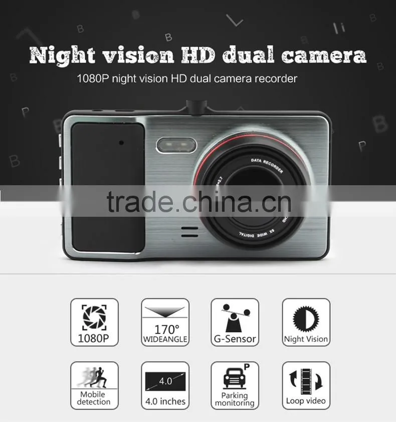 hd1080p high definition car dvr, 4.0 inch g-sensor motion detection driving recorder GT1000
