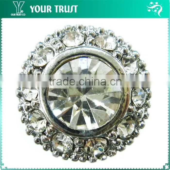 Vintage Crystal Rhinestone Silver Metal Nickel Free Shank Rhinestone Button