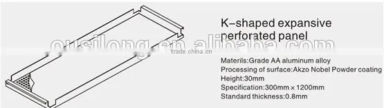 Easy-Installed K- shaped Perforated Ceiling Tiles Aluminum Ceiling Board, Suspended Ceiling Tiles Wholesale
