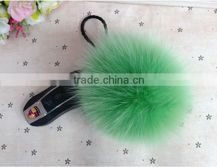 White colour real fox fur pom pom key chain