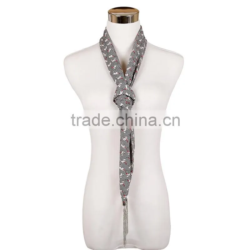 2015 Preppy style presentative leaves printing fashion chiffon scarf