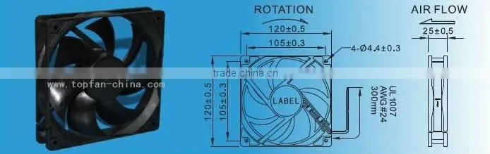 12V DC cooling fan 120X120X25MM with FG/RD/PWM/IP58/IP68
