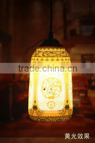 Vintage LED Pendant Light Blue White Porcelain Ceramic Loft Coffee Bar Restaurant Kitchen Lights