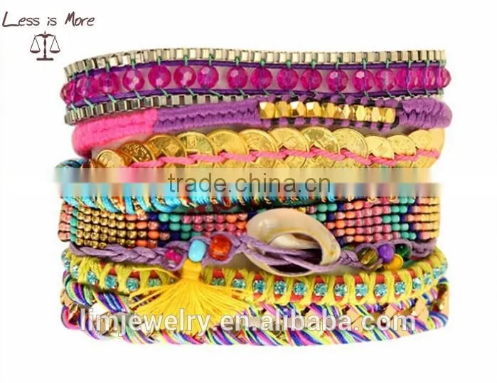 Gold french multilayer coin jewelry magnetic bracelet rope bracelet