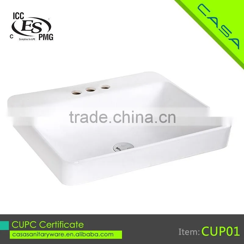 House white single/three faucet hole CUPC ceramic vanity washing basin