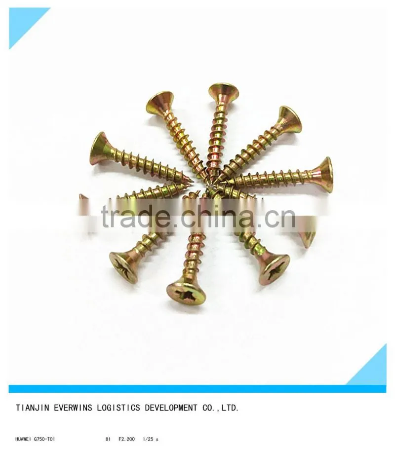 Brass plated screws Pozidriv head Fine thread Drywall screws