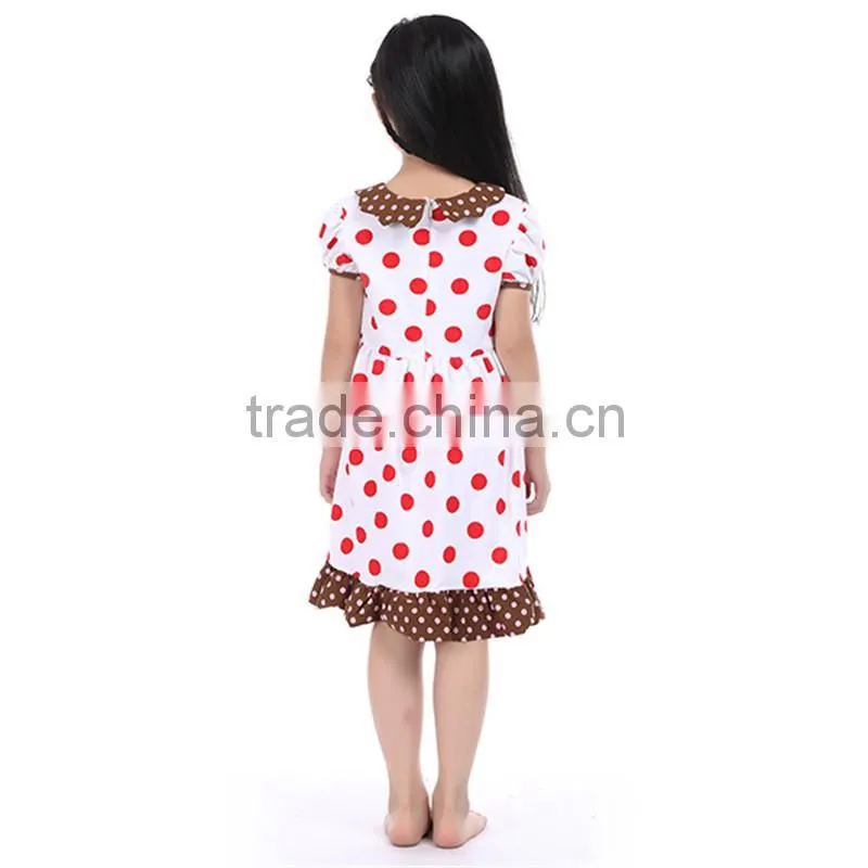 2016 red dot cotton frock design for baby girl