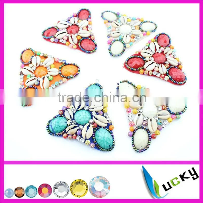 2014 New Design 100% handmade lace rhinestone applique with wooden beads crystal strass for clothes wedding shoe decoration