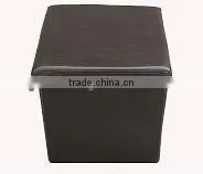 stronger!! White PVC Leather folding storage stool with button