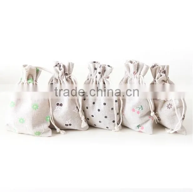 Small Drawstring Canvas Jewelry Pouch Bag