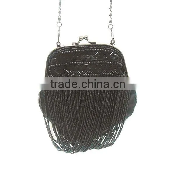 Guangzhou wholesale shoulder bag satin beaded handbag