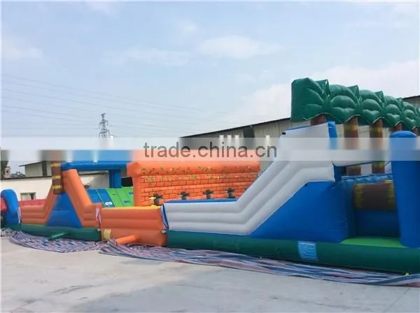 Inflatable jungle adventure obstacle course/ 50m giant inflatable running obstacle for sale