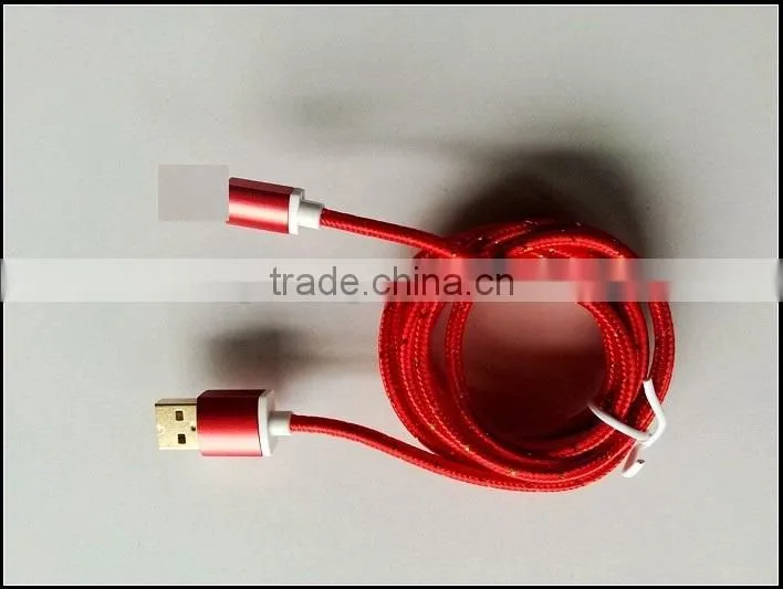 colourful braided micro v8 and I5 gold plated usb cable with aluminium alloy shell