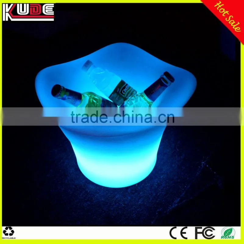 rechargeable Plastic LED Ice Bucket Flash Champagne Beer Flash Light Up Bar Bucket